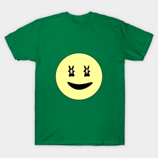 Classic retro Smiley Face Emoji with Bunny Eyes T-Shirt